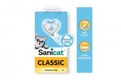 Впитывающий наполнитель Sanicat Classic Fragrance Free для туалета кошек без запаха - 10 литров в Алматы и в Казахстане за 4 680 ₸