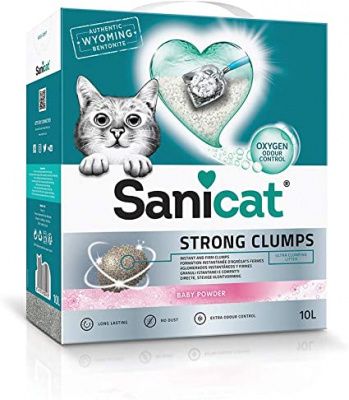 Комкующийся наполнитель Sanicat Strong Clumps Baby Powder c ароматом детской присыпки - 10 литров в Алматы и в Казахстане за 11 750 ₸