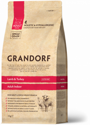 Grandorf Lamb & Turkey Adult Indoor для кошек после серьезных болезней ягненок с индейкой - 400 гр в Алматы и в Казахстане за 4 680 ₸