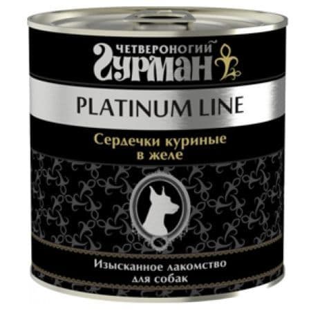 Консерва Гурман Platinum для взрослых собак (Сердечки куриные в желе) - 240 г в Алматы и в Казахстане за 1 370 ₸