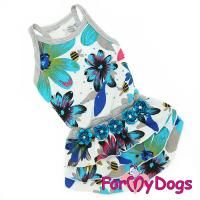 Платье ForMyDogs "Цветы" для собак (Голубой) - 14 р для собак в Алматы и в Казахстане