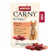 Паучи Carny Kitten для котят с говядиной,телятиной и курицей -85 гр в Алматы и в Казахстане за 990 ₸