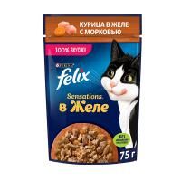 Влажный корм Felix Sensations для кошек курица и морковь - 75 гр в Алматы и в Казахстане за 220 ₸