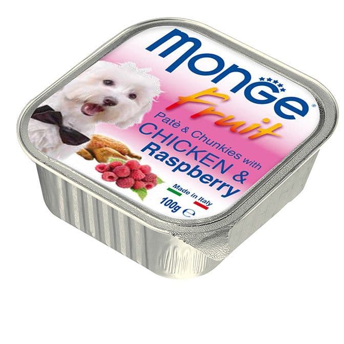 Паштет Monge Fruit Dog для собак, всех пород (Курица с Малиной) - 100 г в Алматы и в Казахстане за 730 ₸
