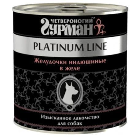 Консерва Гурман Platinum для взрослых собак (Желудочки индюшиные в желе) - 240 г в Алматы и в Казахстане за 1 370 ₸