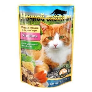 Влажный корм для взрослых кошек с ягненком в сырном соусе - 100 гр в Алматы и в Казахстане за 370 ₸