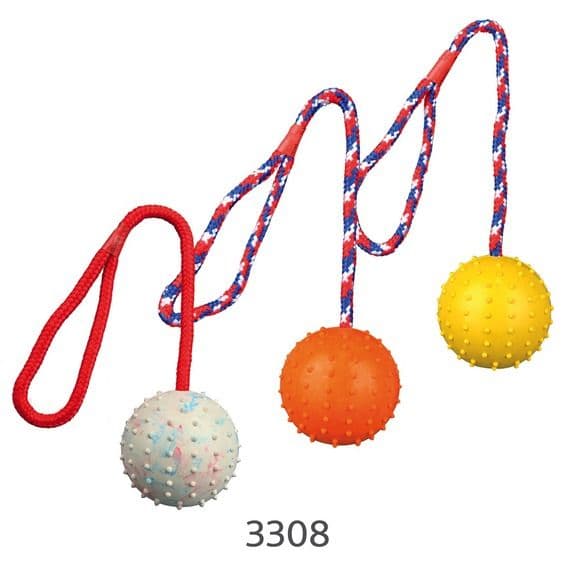 Игрушка каучуковый мяч с шипами на веревке для собак - 30 см в Алматы и в Казахстане за 2 310 ₸