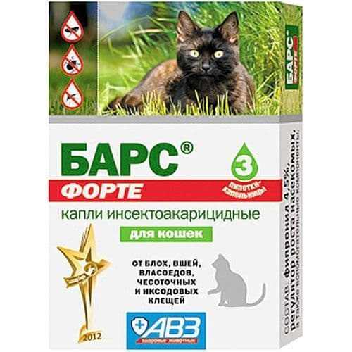 Капли на холку Барс Форте для кошек в Алматы и в Казахстане за 1 350 ₸