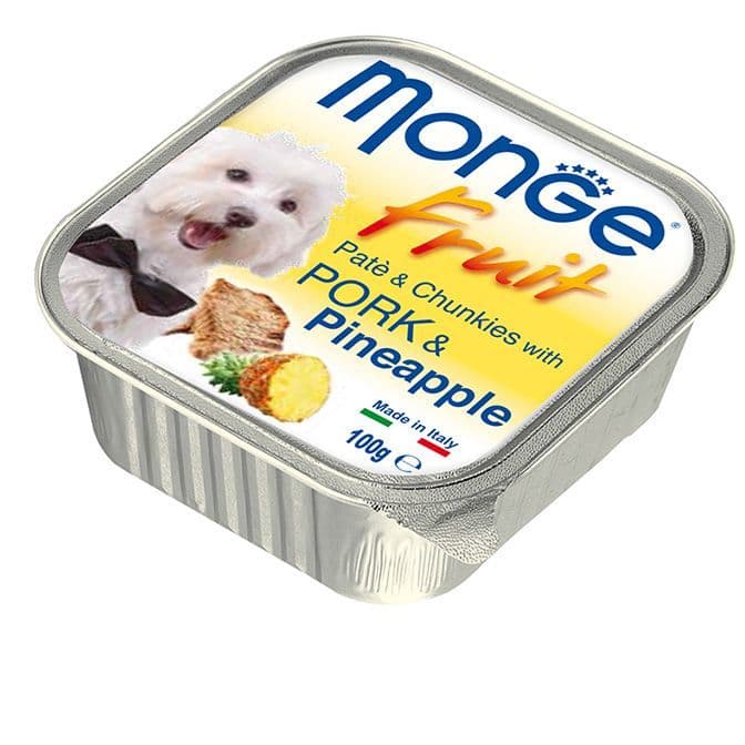 Паштет Monge Fruit Dog для собак, всех пород (Свинина с Ананасом) - 100 г в Алматы и в Казахстане за 730 ₸