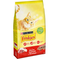 Корм Friskies для взрослых кошек (Мясо, курица, печень) - 2 кг в Алматы и в Казахстане за 2 410 ₸