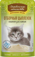Влажный корм-паштет «Отборный цыплёнок», Деревенские Лакомства, для котят, цыплёнок, 70 г, пауч в Алматы и в Казахстане за 960 ₸