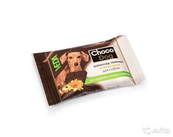 Лакомство Veda Choco Dog темный шоколад для собак с инулином - 15 гр в Алматы и в Казахстане за 310 ₸