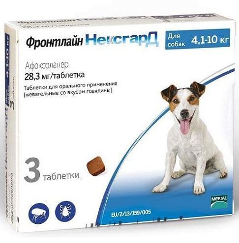 Инсектоакарицидные жевательные таблетки Фронтлайн НексгарД для собак 4-10 кг, 28,3 мг (1 таблетка) в Алматы и в Казахстане за 4 660 ₸