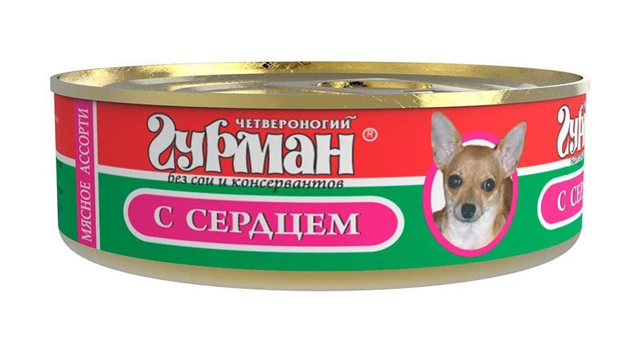 Консерва для взрослых собак, мясное ассорти с сердцем - 100 гр в Алматы и в Казахстане за 880 ₸