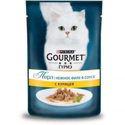 Влажный корм Gourmet Perle для кошек курица в подливе - 75 гр в Алматы и в Казахстане за 320 ₸