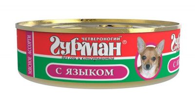 Консерва для взрослых собак, мясное ассорти с языком - 100 гр в Алматы и в Казахстане за 900 ₸