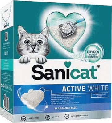 Комкующийся наполнитель Sanicat Active White Fragrance Free без запаха - 10 литров в Алматы и в Казахстане за 11 300 ₸