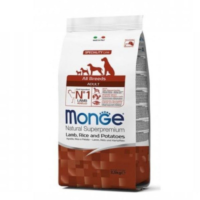 Корм Monge All Breeds Puppy&Junior для щенков всех пород (Ягненок, рис) - 2.5 кг в Алматы и в Казахстане за 13 770 ₸
