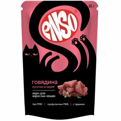 Полнорационный влажный корм кусочки в соусе для кошек с говядиной - 85 гр в Алматы и в Казахстане за 600 ₸