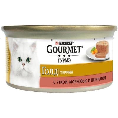 Паштет Gourmet Gold для кошек (Утка, Морковь, Шпинат) - 85 гр в Алматы и в Казахстане за 710 ₸