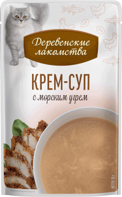 Лакомство крем-суп «Крем-суп с морским угрём», Деревенские Лакомства, для кошек, с курицей, 35 г, 4 шт в Алматы и в Казахстане за 2 410 ₸