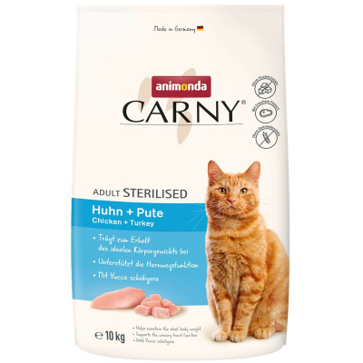 Сухой корм для взрослых стерилизованных кошек и кастрированных котов Carny Chicken + Turkey Sterilised, с курицей и индейкой, без злаков, 10 кг в Алматы и в Казахстане за 59 000 ₸