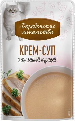 Лакомство крем-суп «Крем-суп с филейной курицей», Деревенские Лакомства, для кошек, с курицей, 35 г, 4 шт в Алматы и в Казахстане за 2 410 ₸
